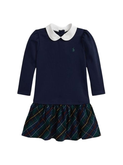 Abito da bambina con gonna a quadri, colore cruise navy. POLO RALPH LAUREN | 312979049001